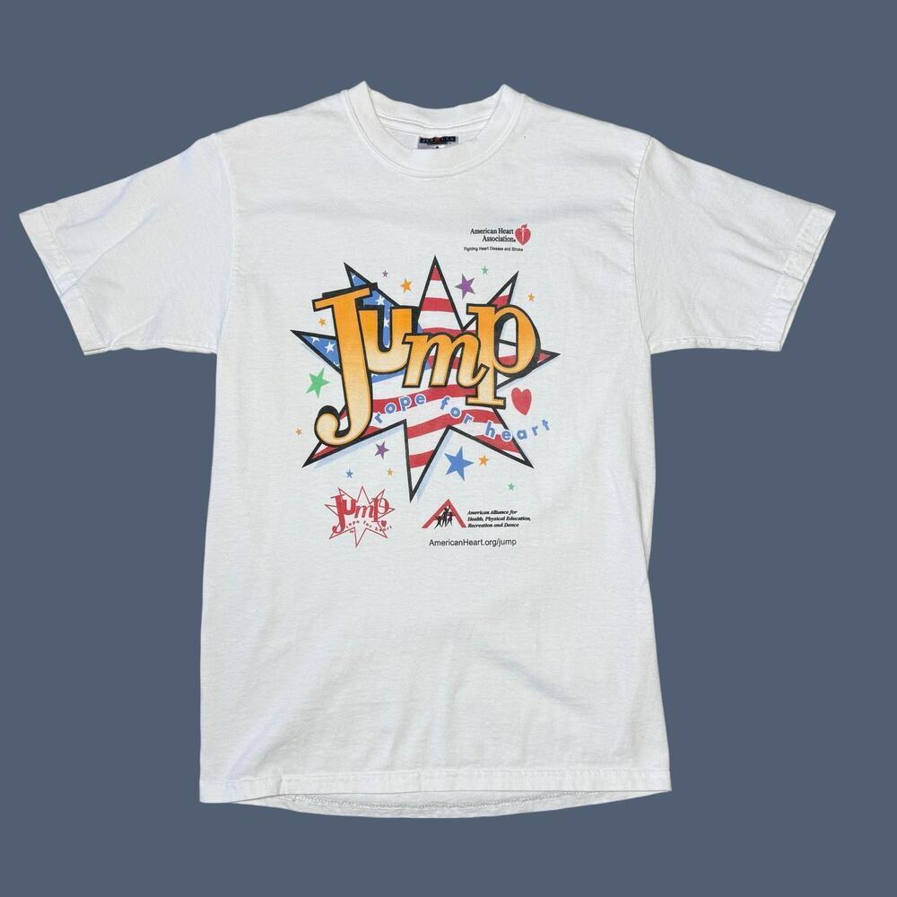 Vintage Jerzees American Heart Association Jump Rope for Heart T-Shirt Youth Lg